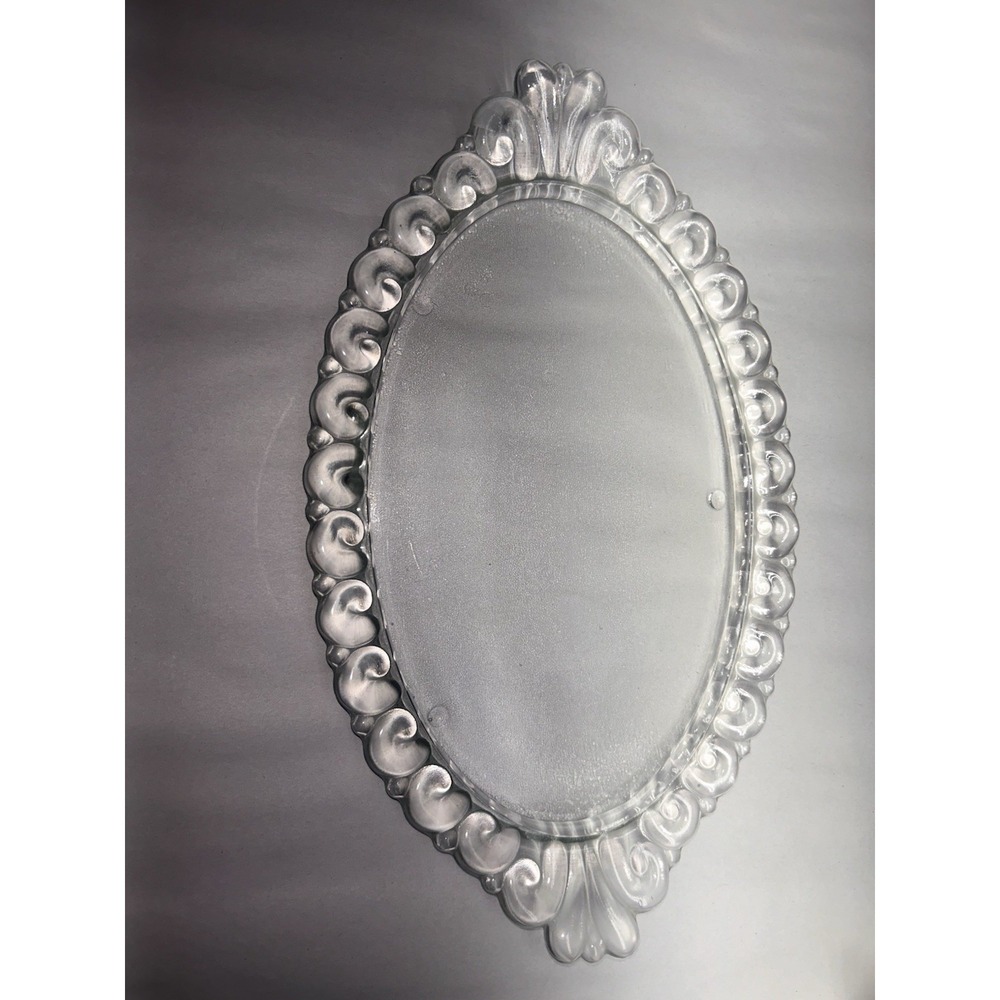 VTG Art Deco Pressed Glass Dresser Vanity Perfume Tray Oval 14" x 8.5"